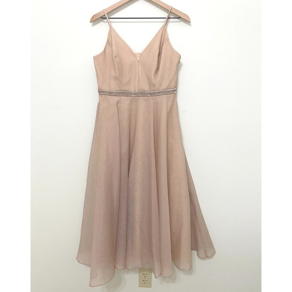 Nicole Miller Chiffon Beaded Cocktail Midi Dress